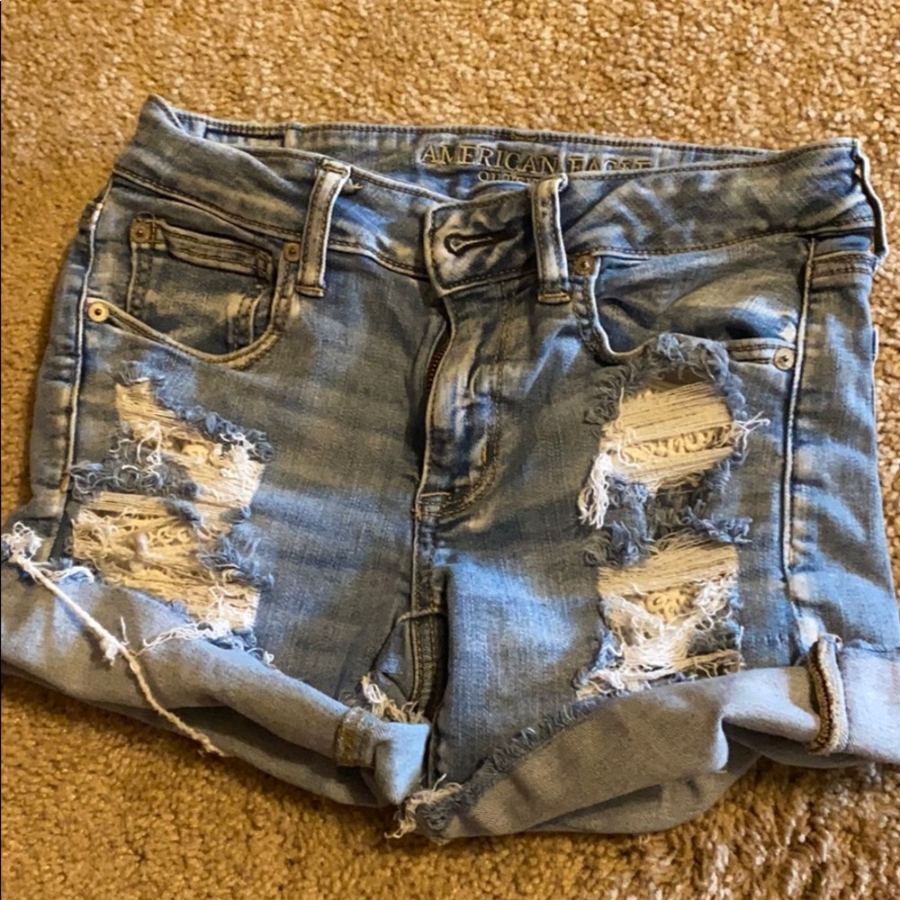 medium wash american eagle jean shorts